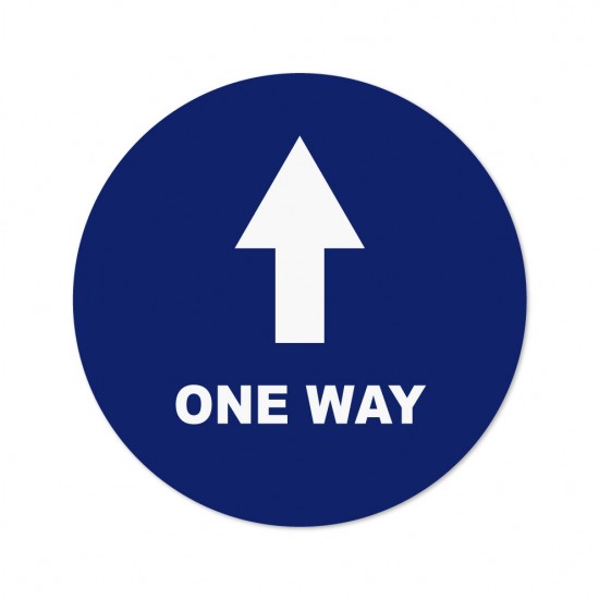 Covid-19 Floor Sticker One Way 26cm Round Dark Blue 3pcs